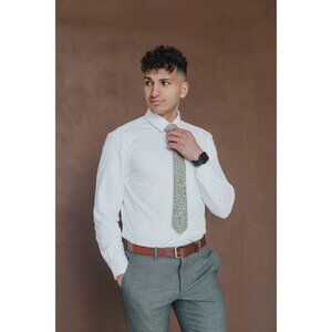 Men's Skinny Tie Floral Print Cotton Necktie Great for Weddings Calla Lily